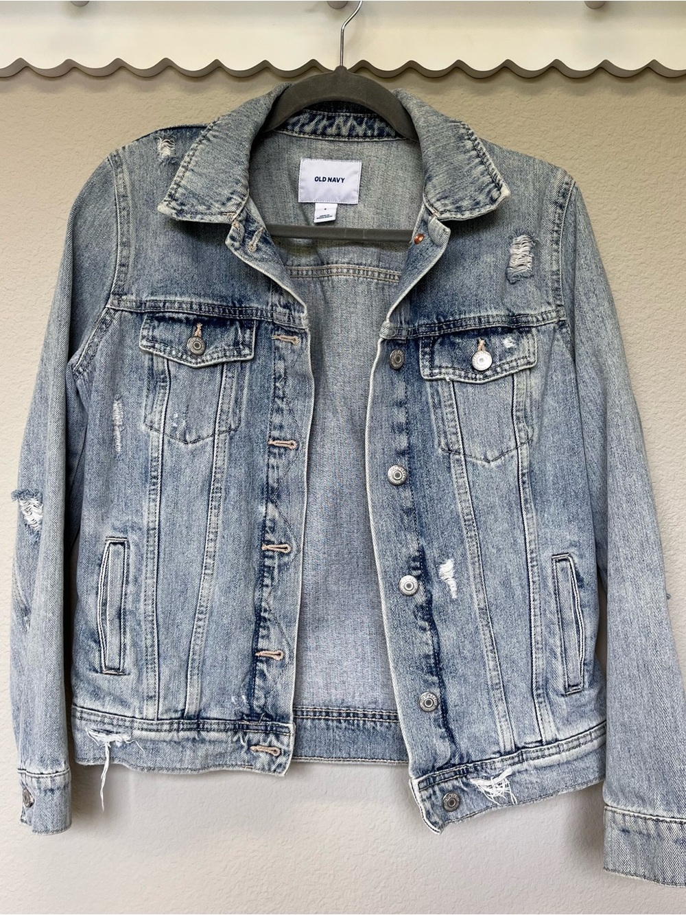 Old Navy Light Blue Distressed Denim Jacket
